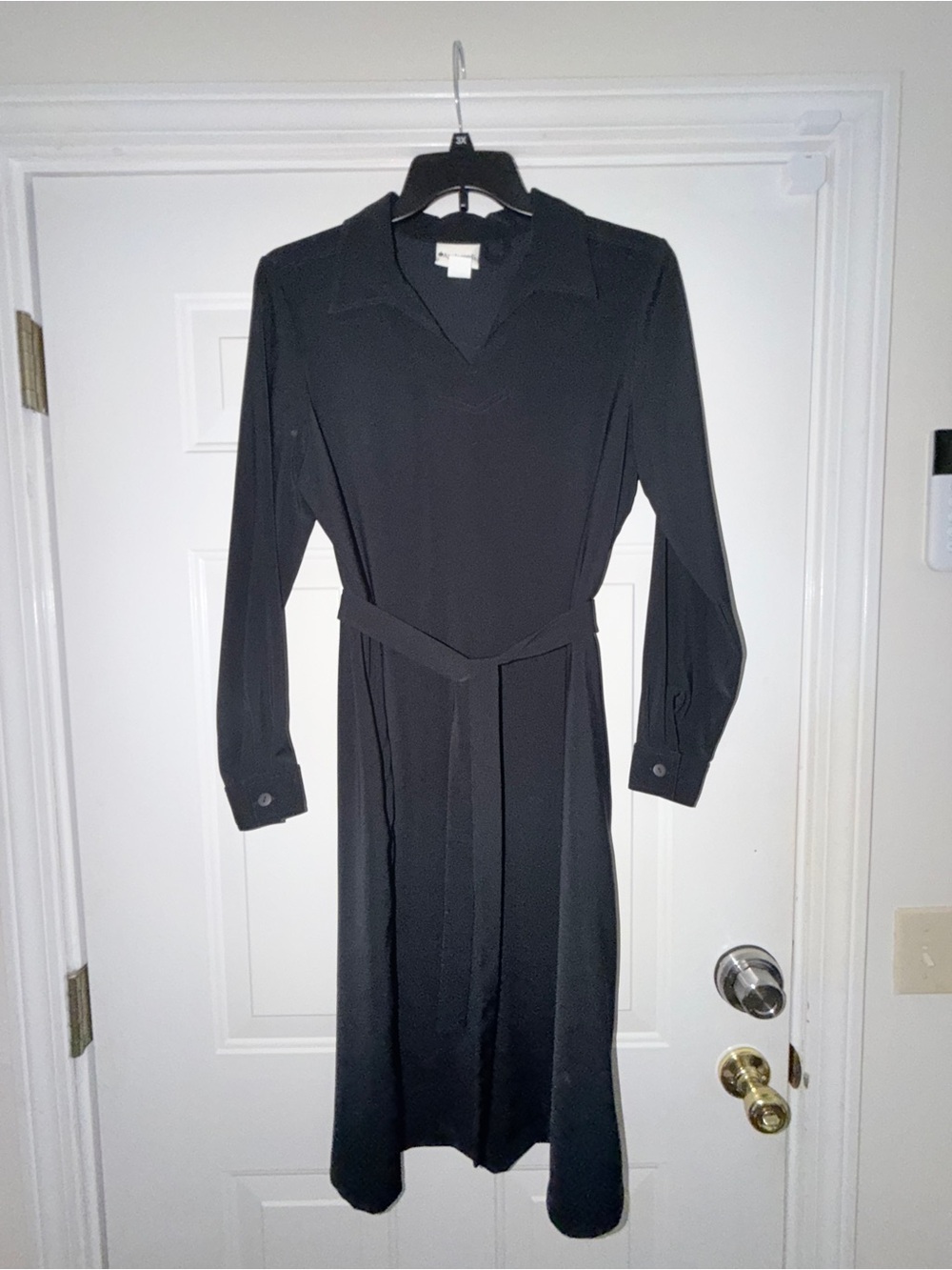 Appleseeds Black Long Sleeve Belted Midi Dress. Sz 12